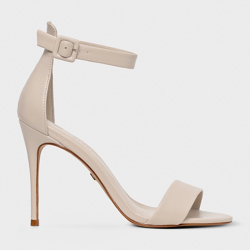 Sandália Classic Salto Fino Couro Bege Oatmeal