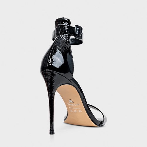 Sandália Classic Salto Fino Couro Verniz Preto