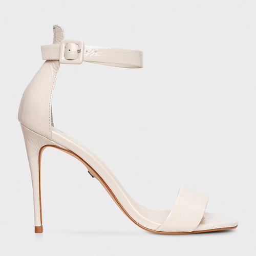 Sandália Classic Salto Fino Couro Verniz Off White Vanilla