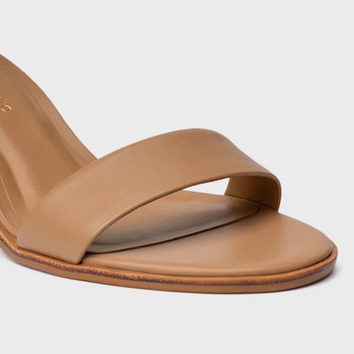 Sandália Classic Salto Bloco Médio Couro Marrom Cookie