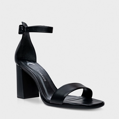 Sandália Classic Salto Bloco Alto Couro Preto