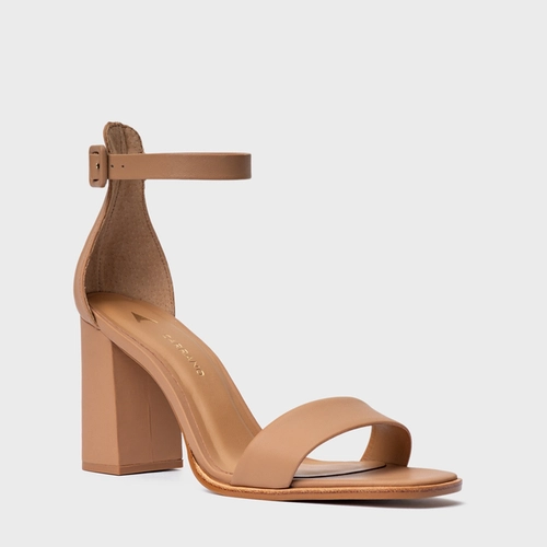 Sandália Classic Salto Bloco Alto Couro Marrom Cookie