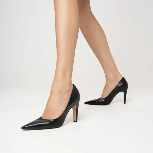 Scarpin Gio Salto Fino Couro Preto