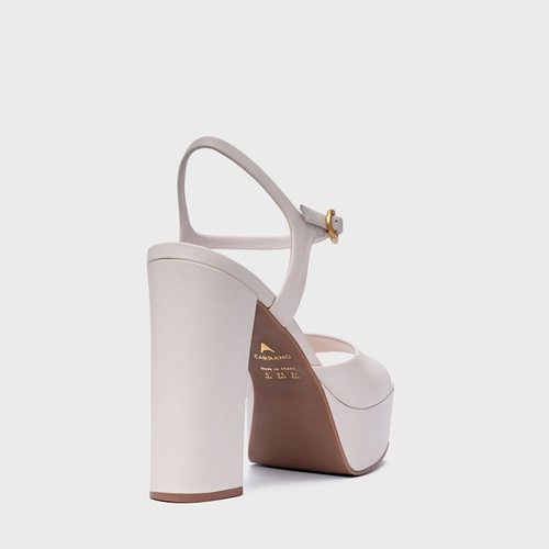 Sandália Plataforma Statement Couro Off White Vanilla