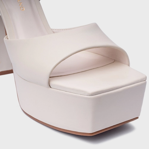 Sandália Plataforma Statement Couro Off White Vanilla