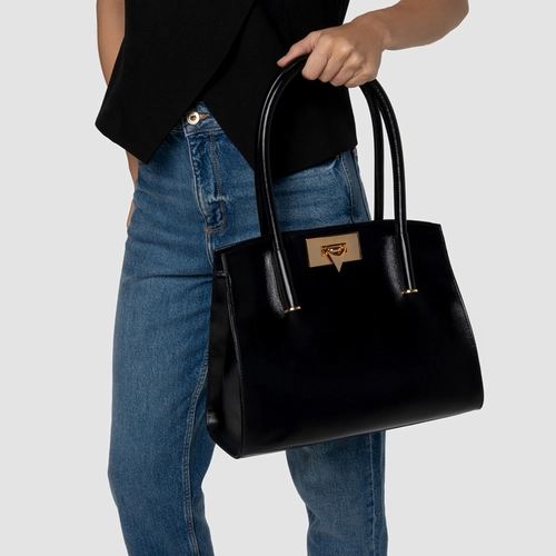 Bolsa Tote Beatrice Grande Couro Preto