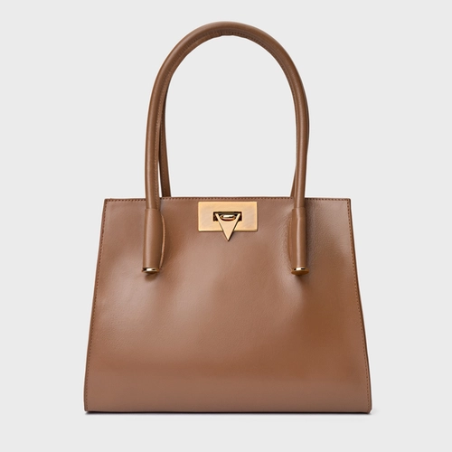 Bolsa Tote Beatrice Grande Couro Marrom Gingerbread