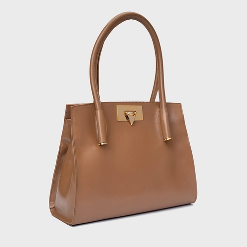 Bolsa Tote Beatrice Grande Couro Marrom Gingerbread