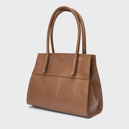 Bolsa Tote Beatrice Grande Couro Marrom Gingerbread