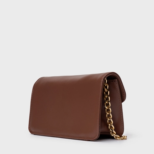 Bolsa Tiracolo Fiorella Pequena Couro Trento Marrom Walnut