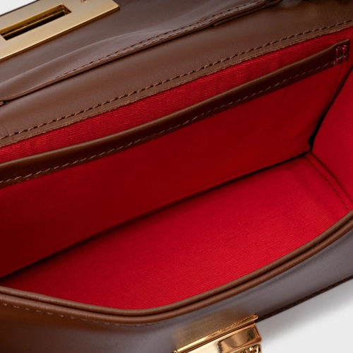 Bolsa Tiracolo Fiorella Pequena Couro Trento Marrom Walnut