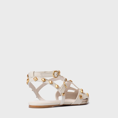 Sapatilha Slingback Tachas Couro Off White Vanilla