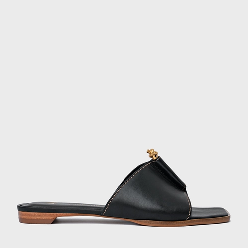 Rasteira Chic Couro Preto