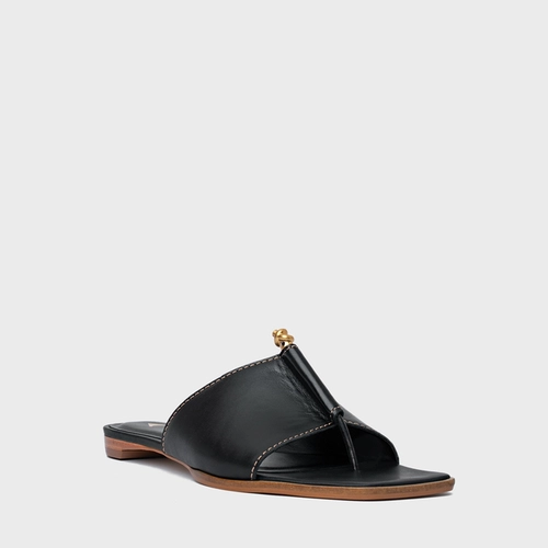 Rasteira Chic Couro Preto