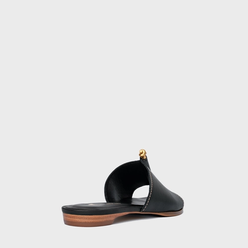 Rasteira Chic Couro Preto