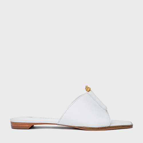 Rasteira Chic Couro Branco Blanc