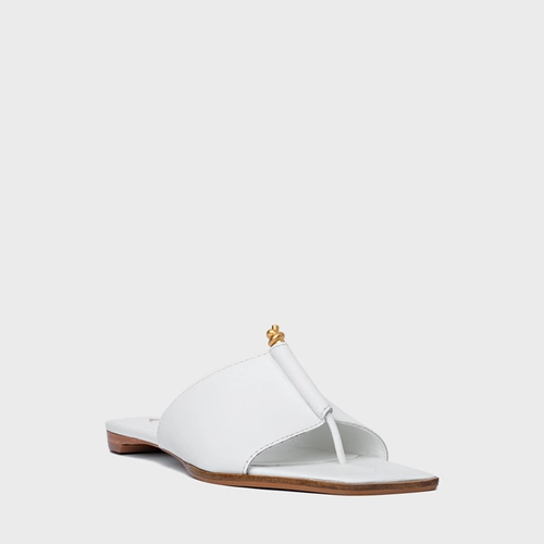 Rasteira Chic Couro Branco Blanc