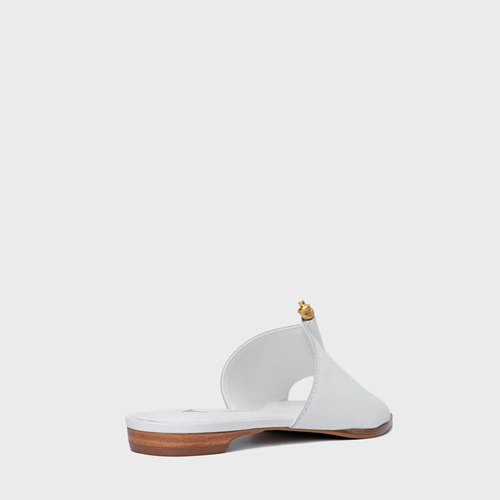Rasteira Chic Couro Branco Blanc