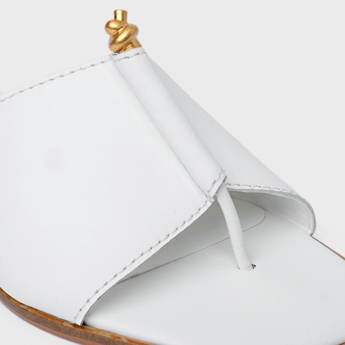 Rasteira Chic Couro Branco Blanc