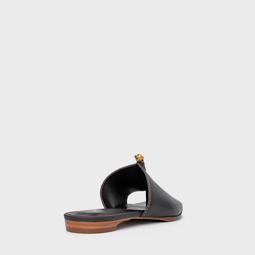 Rasteira Chic Couro Marrom Ganache
