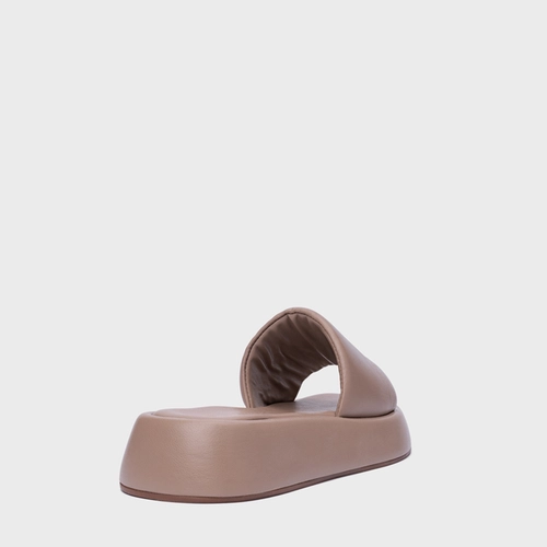 Rasteira Papete Slide Couro Bege Beaver