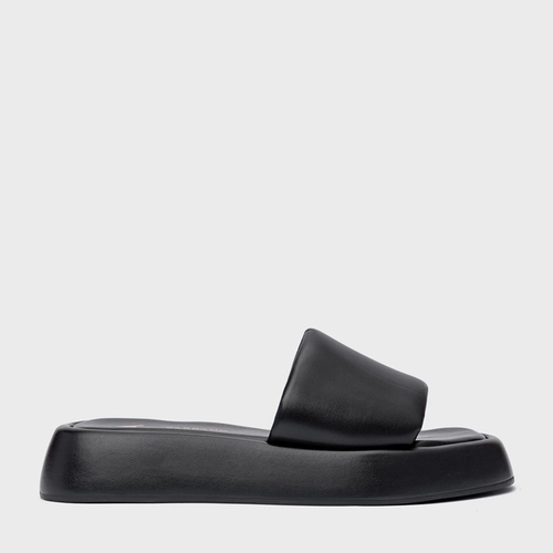 Rasteira Papete Slide Couro Preto