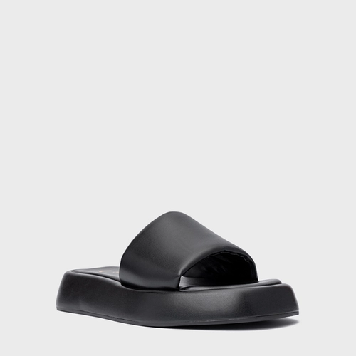 Rasteira Papete Slide Couro Preto