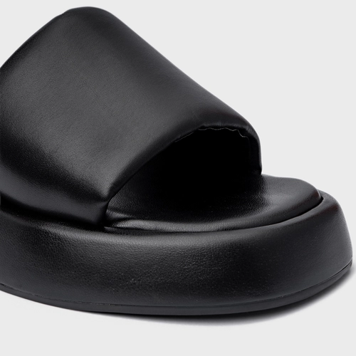 Rasteira Papete Slide Couro Preto