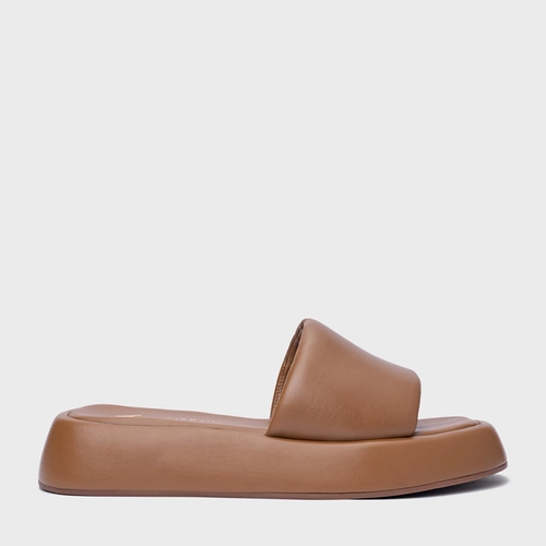 Rasteira Papete Slide Couro Marrom Gingerbread