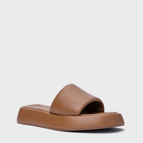 Rasteira Papete Slide Couro Marrom Gingerbread