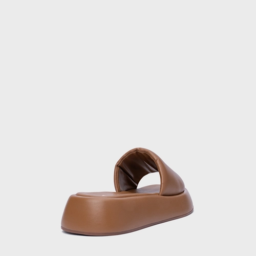 Rasteira Papete Slide Couro Marrom Gingerbread