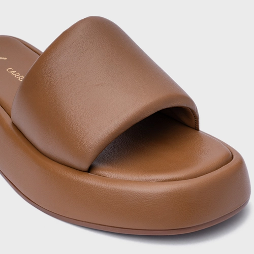 Rasteira Papete Slide Couro Marrom Gingerbread