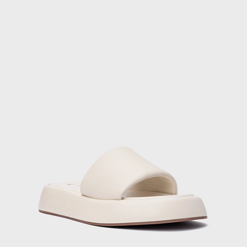 Rasteira Papete Slide Couro Off White Vanilla