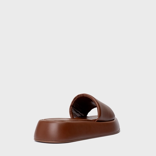 Rasteira Papete Slide Couro Marrom Walnut