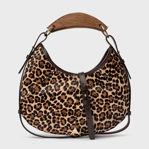 Bolsa Greta Média Pelo Animal Print Almond