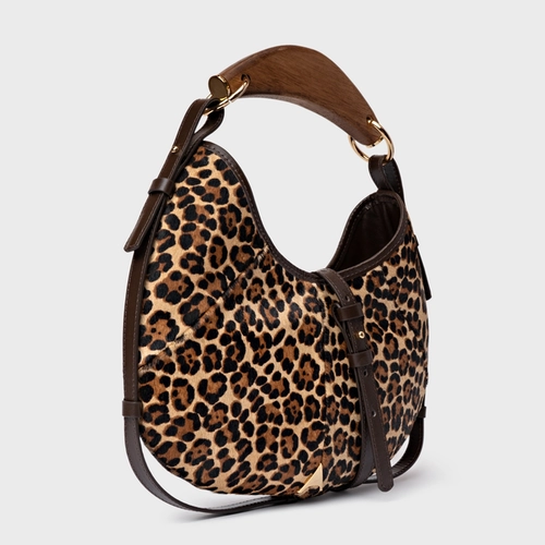Bolsa Greta Média Pelo Animal Print Almond