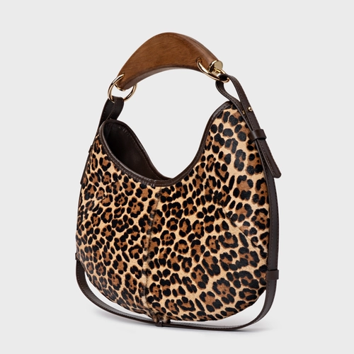 Bolsa Greta Média Pelo Animal Print Almond