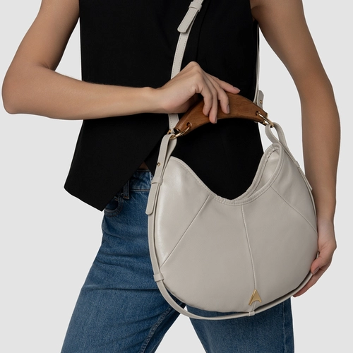 Bolsa Greta Média Couro Off White Osso