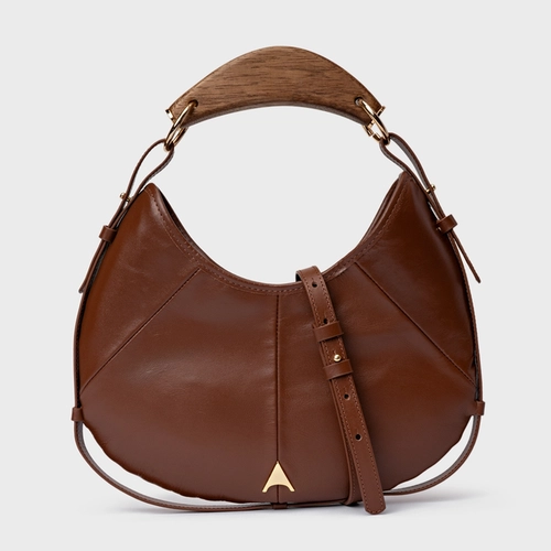 Bolsa Greta Média Couro Marrom Walnut