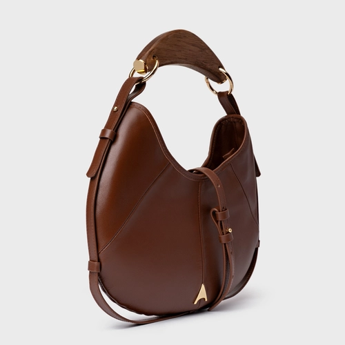Bolsa Greta Média Couro Marrom Walnut