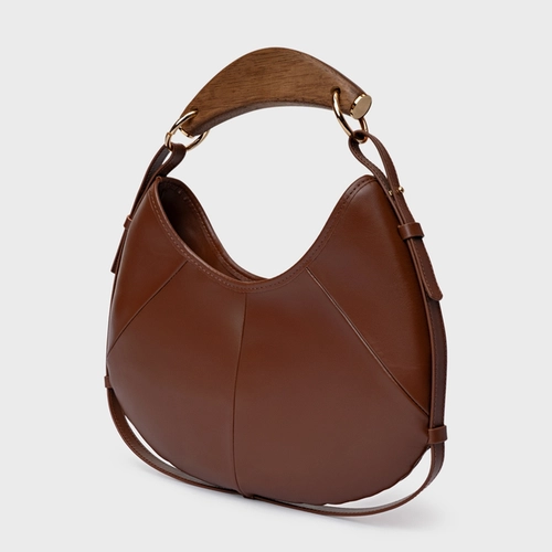 Bolsa Greta Média Couro Marrom Walnut