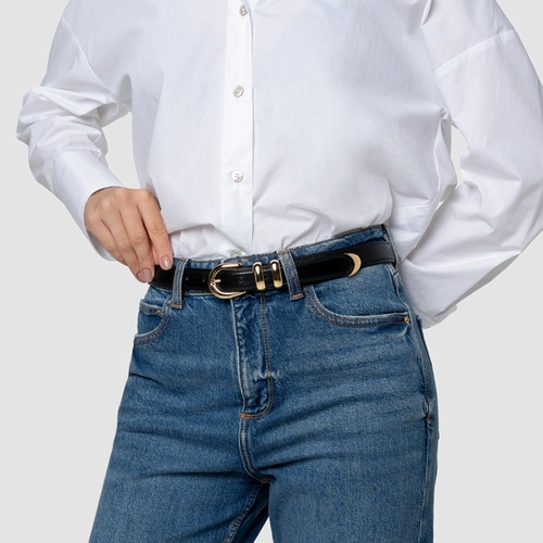 Cinto Classy Fino Couro Preto