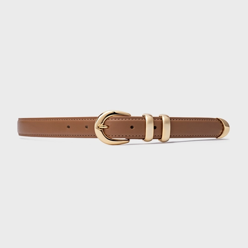 Cinto Classy Fino Couro Marrom Gingerbread