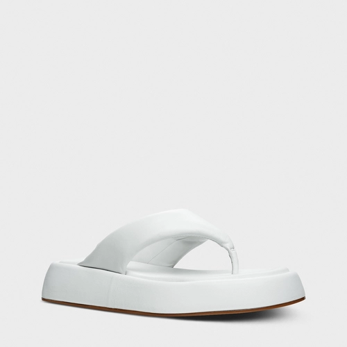 Rasteira Papete Thong Couro Branco Blanc