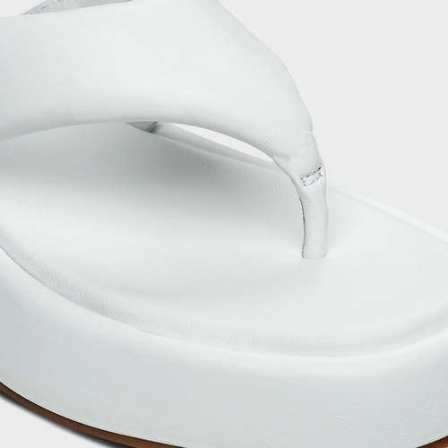 Rasteira Papete Thong Couro Branco Blanc
