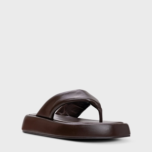 Rasteira Papete Thong Couro Marrom Ganache