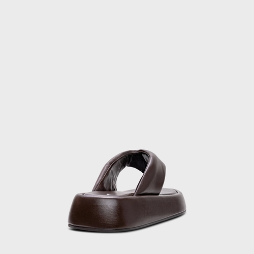 Rasteira Papete Thong Couro Marrom Ganache