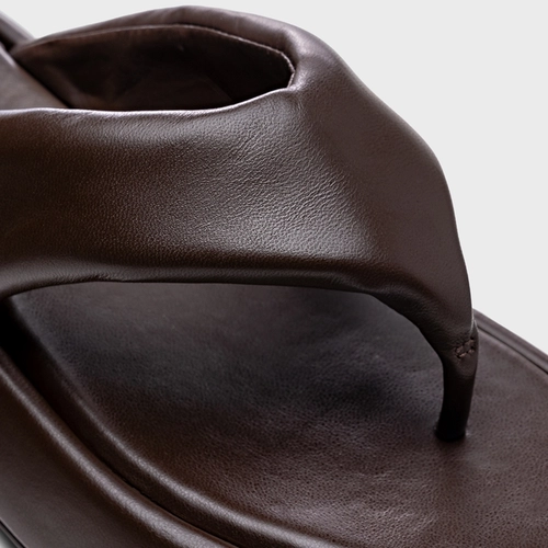 Rasteira Papete Thong Couro Marrom Ganache