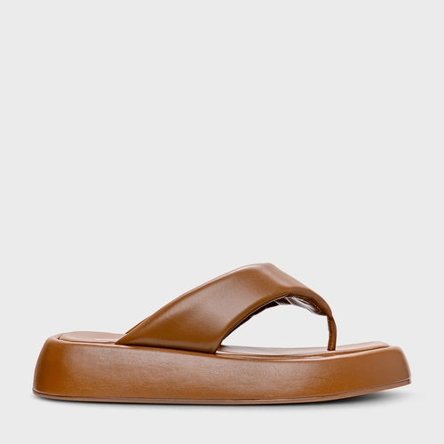 Rasteira Papete Thong Couro Marrom Gingerbread