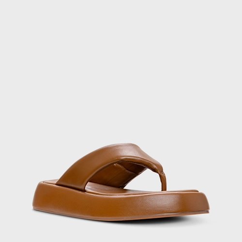 Rasteira Papete Thong Couro Marrom Gingerbread
